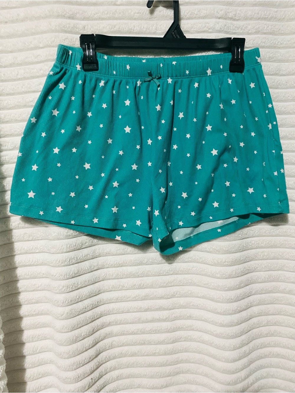 Women's Teal Star Print Sleep Shorts with Elastic Waist